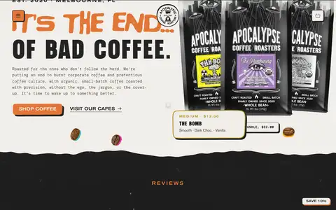 Apocalypse Coffee Roastersをスクロールしたときのフレーム1