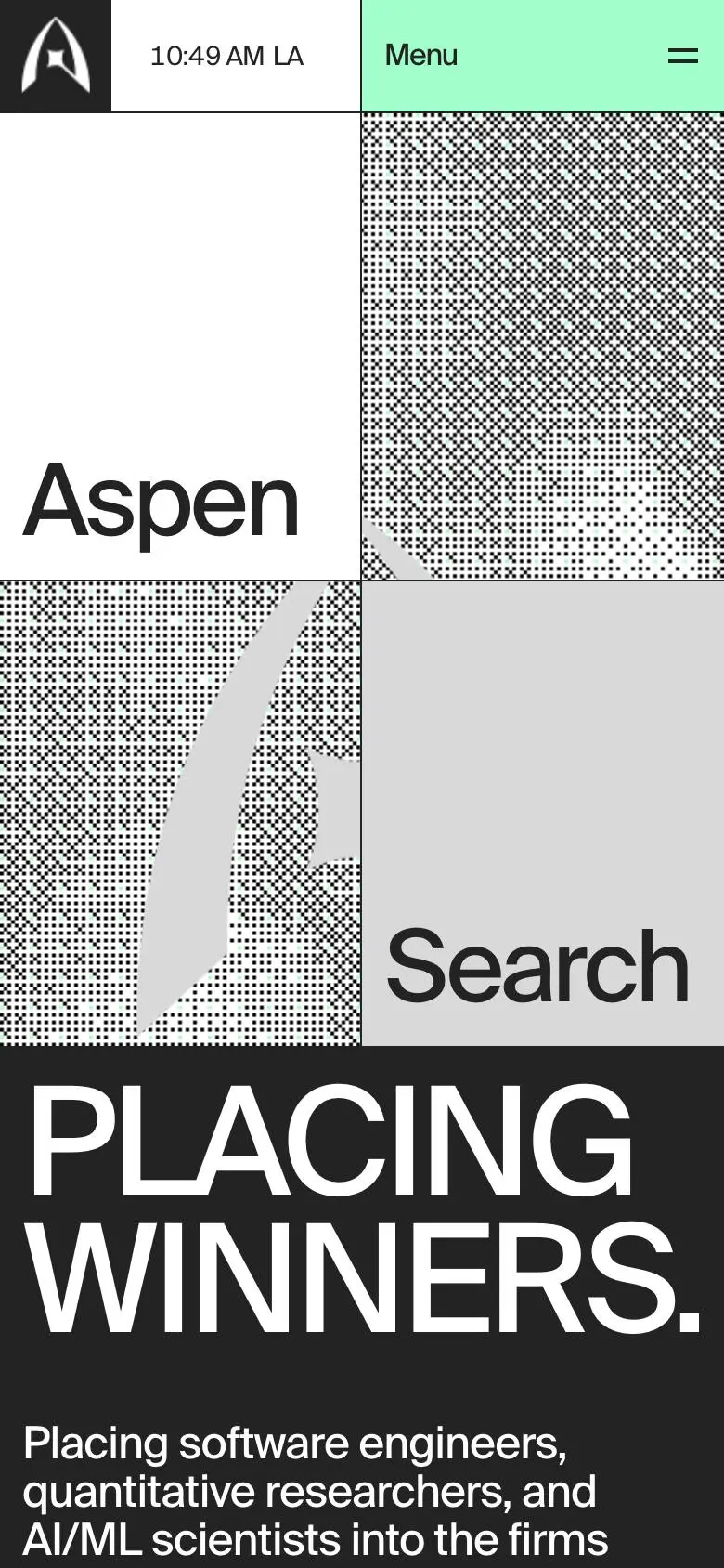 Aspen Searchのスマホ版ファーストビュー