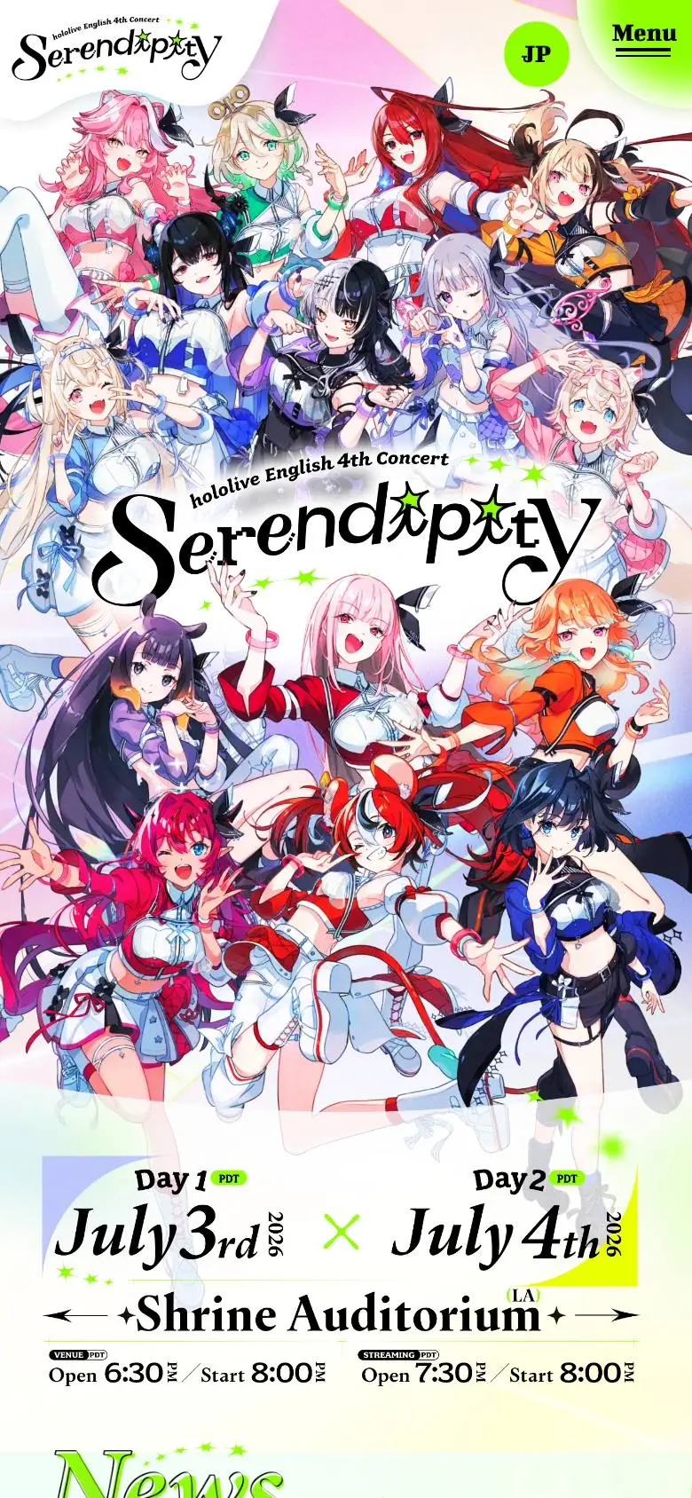 hololive English 4th Concert -Serendipity-のスマホ版ファーストビュー
