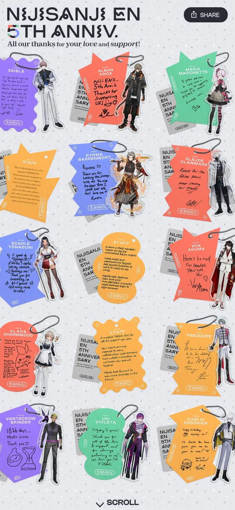NIJISANJI EN 5th ANNIVERSARYのスマホ版ファーストビュー
