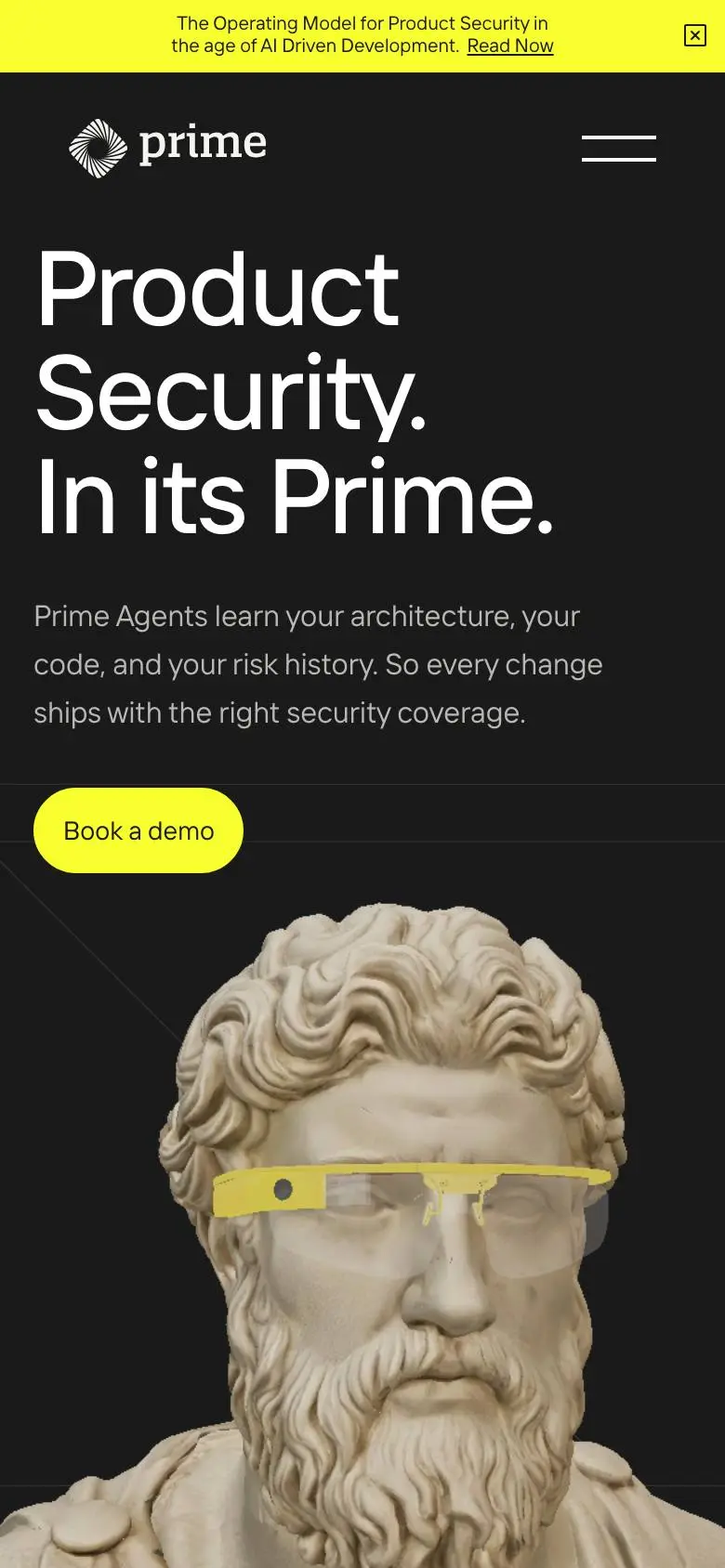 Prime Securityのスマホ版ファーストビュー