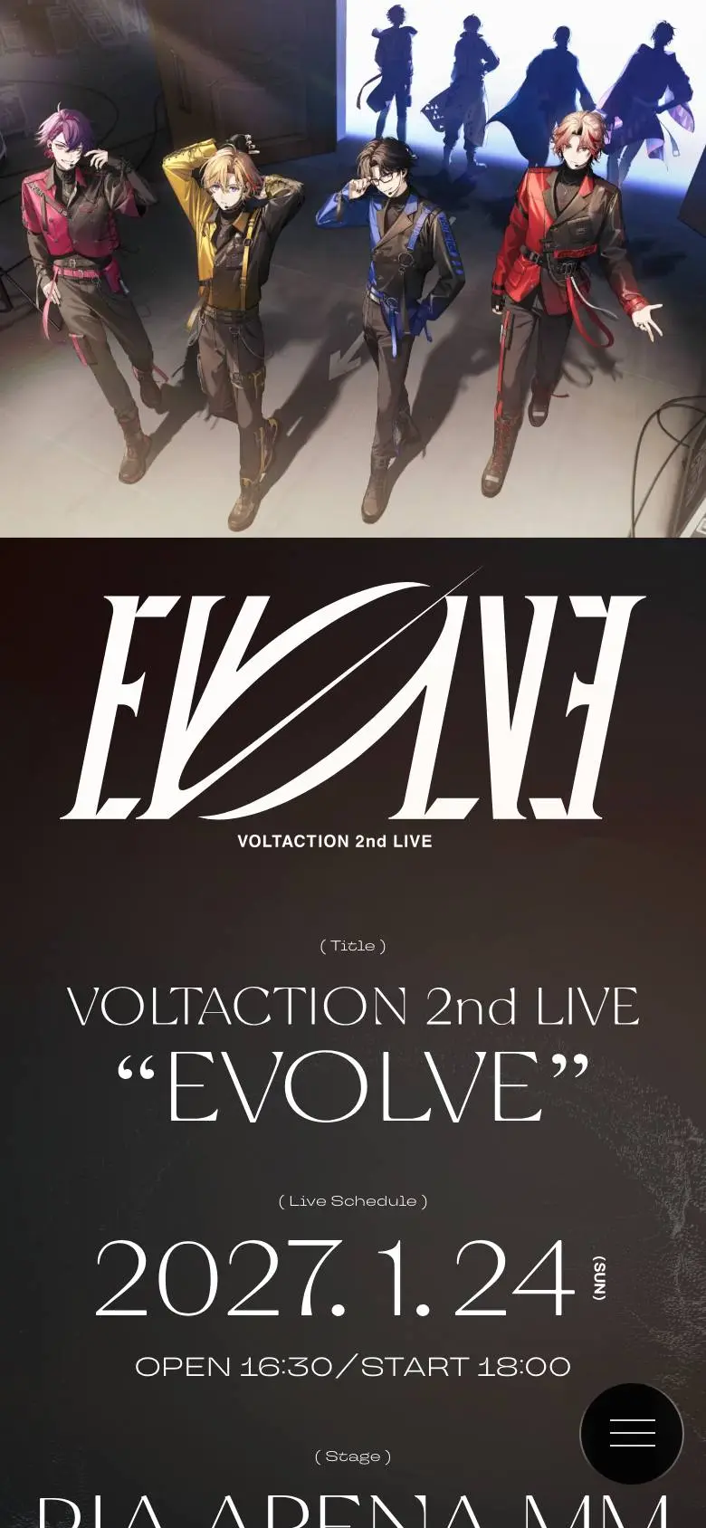 VOLTACTION 2nd LIVE “EVOLVE”のスマホ版ファーストビュー